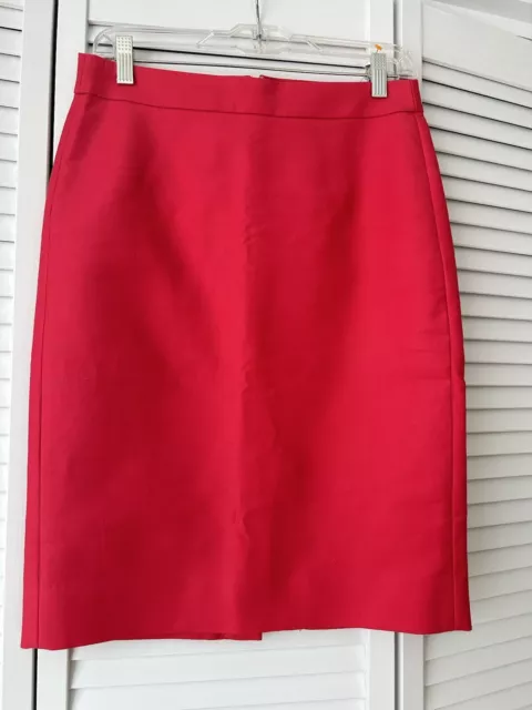 J.CREW Red Classic No. 2 Lined Pencil Skirt in Cotton Twill Size 2