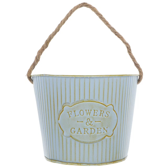 Vaso Da Fiori In Metallo Shabby Vintage Con Lettere - Decorazione Per Casa E Giardino