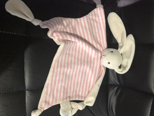 Jojo Maman Bebe Pink Striped Bunny Rabbit Comforter Baby Soft Toy Blankie