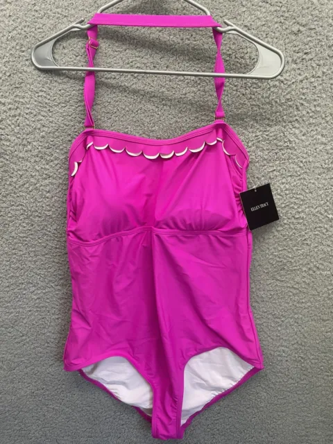 🔥 ELLEN TRACY • Pink Berry One Piece Swim Suit $123 • Women’s Size 16 ...