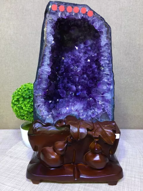 TOP 50.6LB Natural Amethyst geode quartz cluster crystal specimen healing+stand