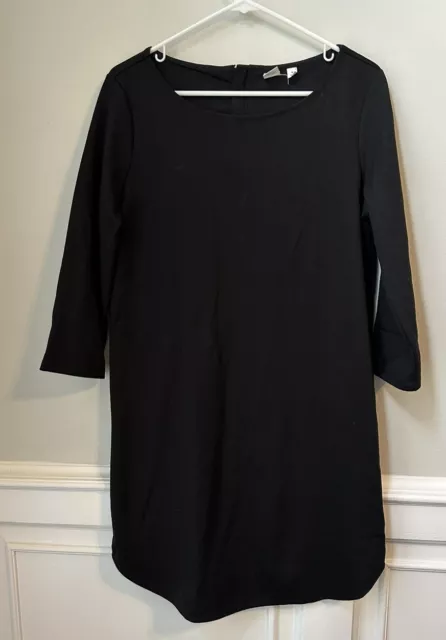 Gap Dress Womens Size Medium M Black 3/4 Sleeves Zip Back Closure Knee Length