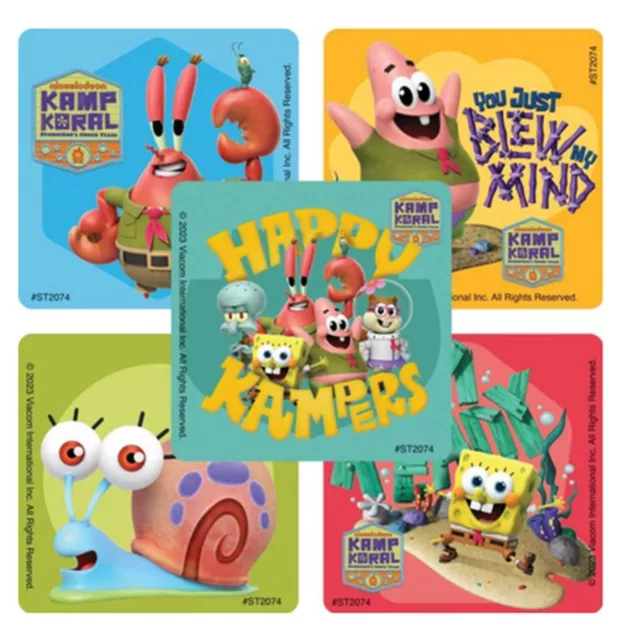 25 Spongebob Squarepants Kamp Koral Stickers Party Favors 2.5" x 2.5" reward 25 Spongebob Squarepants Kamp Koral Stickers Party Favors 2.5" x 2.5" reward