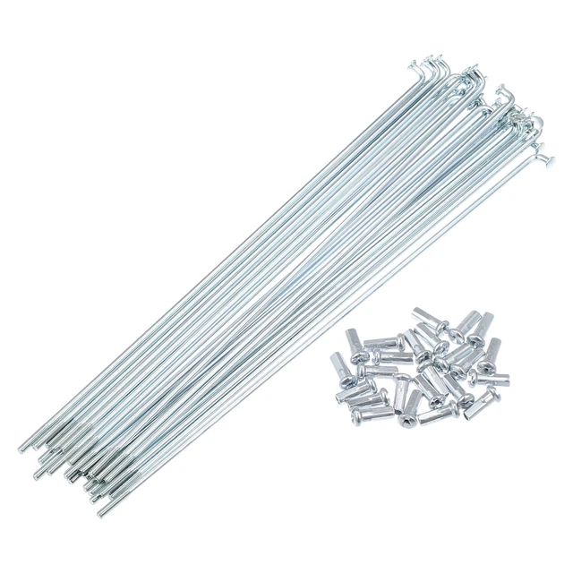 40 Rayons Vélo 14G J Bend 224mm Avec Mamelons - Acier Noir - Carpopart - Neuf