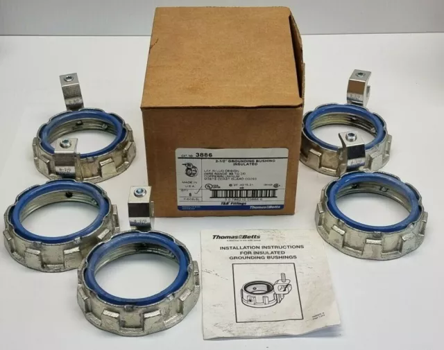 Box of 5 x Thomas & Betts 2-1/2" Grounding Bushing Insulated - 3886 #8-2/0 Wire