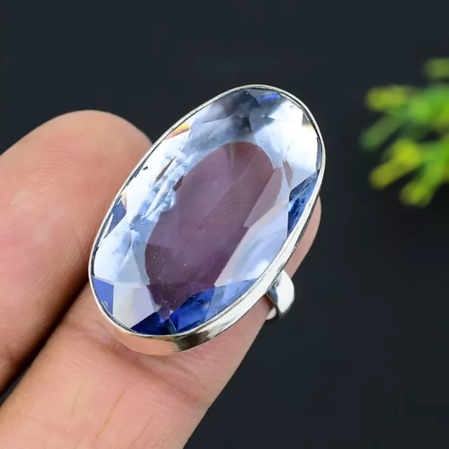 Natural Tanzanite Quartz Gemstone 925 Sterling Silver Gift Ring Size 8 Love r689