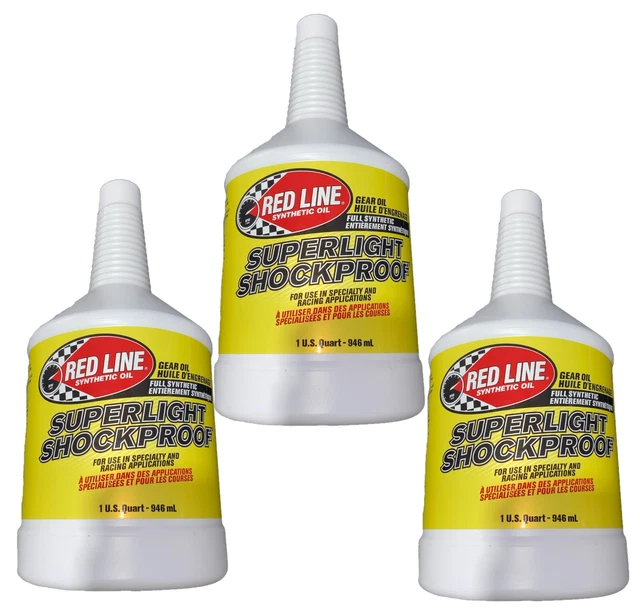 3 Pack Red Line Super Light Shock Proof Synthetic Gear Oil (1 Quart) RED-58504