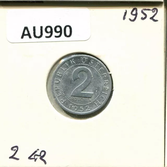 2 GROSCHEN 1952 AUSTRIA Coin #AU990C