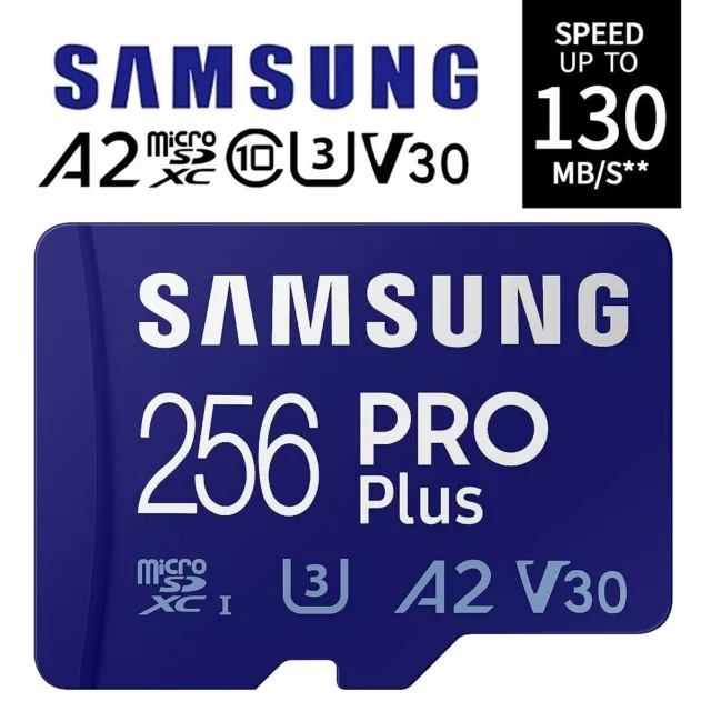 256GB Scheda di Memoria MicroSD SDXC Class 10 SamSung Pro Plus A2 U3 V30 130MB/s