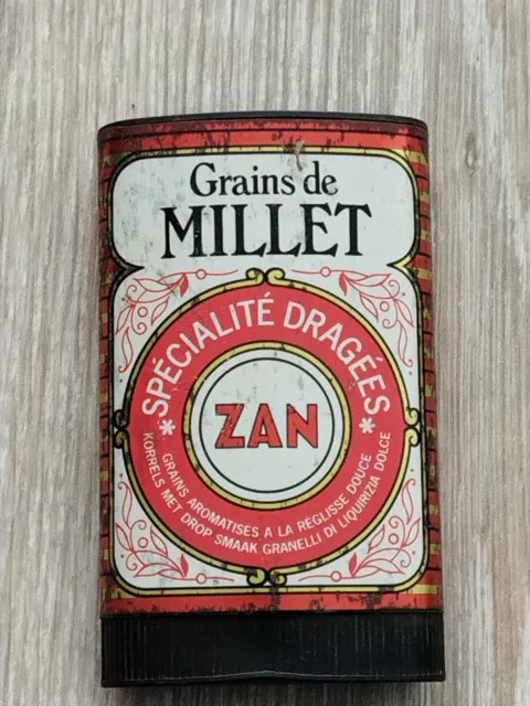 Ancienne boite grains de Millet ZAN spécialité dragées RICQLES réglisse