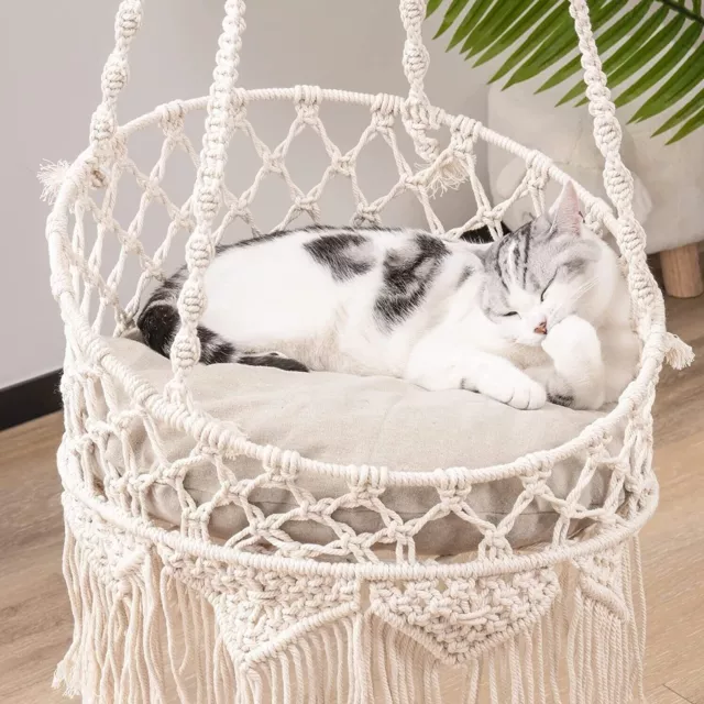 Mewoofun Handwoven Cat Window Perch Bed Hanging Kit Hammock Sleeping Climbing 2