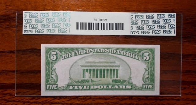 1934 $5 Federal Reserve Note (LGS) Light Green Seal 💲 PCGS 65PPQ ~ Dallas 2
