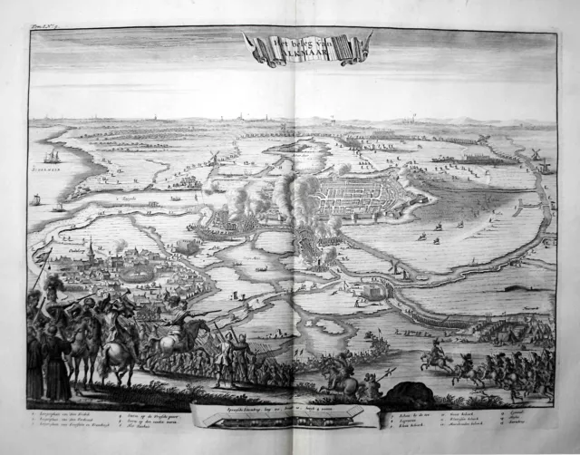 Alkmaar Noord-Holland Siege Beleg Siège Nederland Gravure sur Cuivre