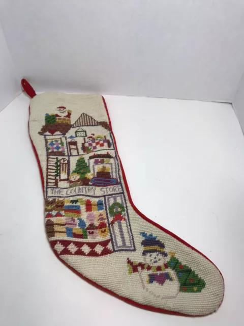 1991 Vtg 22" Santa’s Country Store Frosty Christmas Stocking PEKING HANDICRAFT
