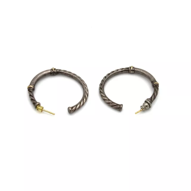 David Yurman Sterling Silver 18K Gold Accents Hoop Earrings #S973-3