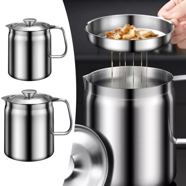 High Quality 304 Stainless Steel Oil Strainer Pot Easy to Use 1 5/2 0L Capacity