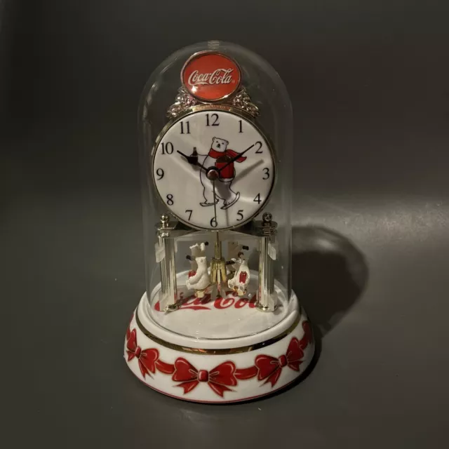 Collectible 2002 Coca-Cola Coke Anniversary Dome Clock WORKS 7.5”x5” Beautiful
