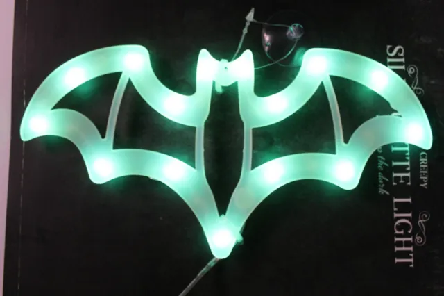 Super Creepy Bat Silhouette Window Light - Green (9"w x 5"h x 1/4"d)  ()
