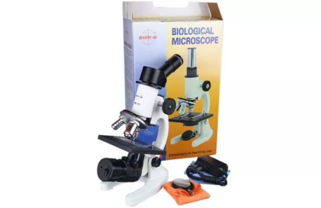 1000x Composé Etudiant Microscope W Rechargeable LED 5 Preparé & 12 Vierge Slide