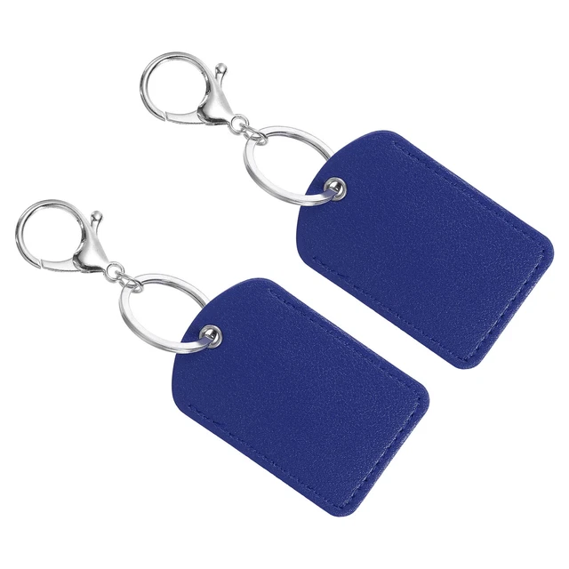 Portachiavi in pelle, 2 pz portachiavi in pelle con portachiavi per carte d'identità, blu scuro