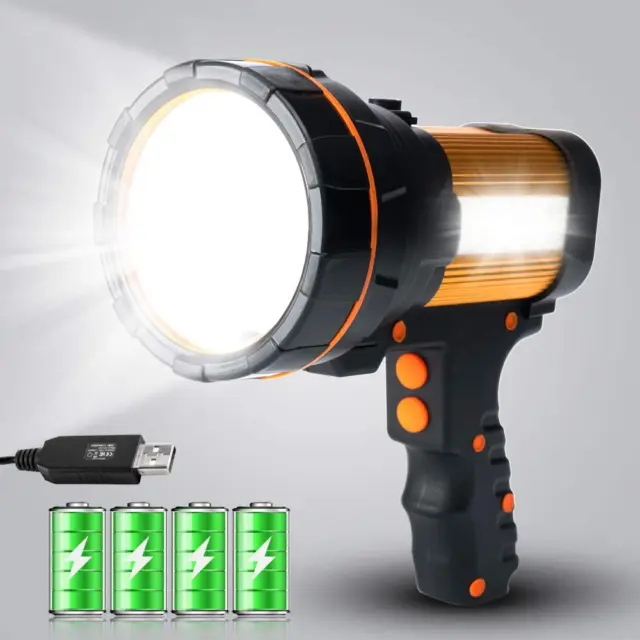 MAYTHANK High Powered LED Torch Super Bright Rechargeable Flashlight Large 4 Big