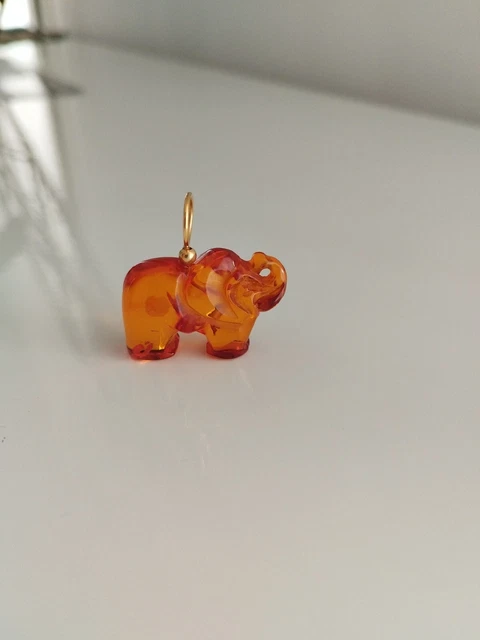 Pendentif éléphant En Or Jaune 18 Carats (750) - Porte-bonheur Charm - Neuf Avec étiquettes