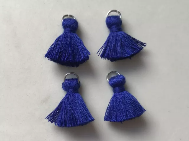 4 x Cotton Tassels 20mm 2cm Long - ROYAL BLUE - great for earrings & accessories