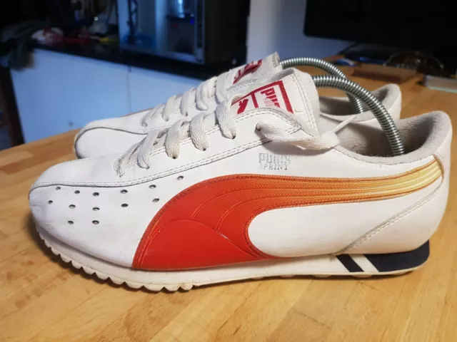 PUMA SPRINT TRAINERS Size Uk 5 White Leather Red 19.99 PicClick UK