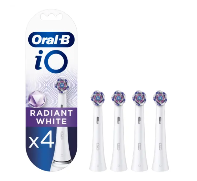 Paquete de 4 cabezales de cepillo de dientes eléctrico blanco radiante Oral-B iO