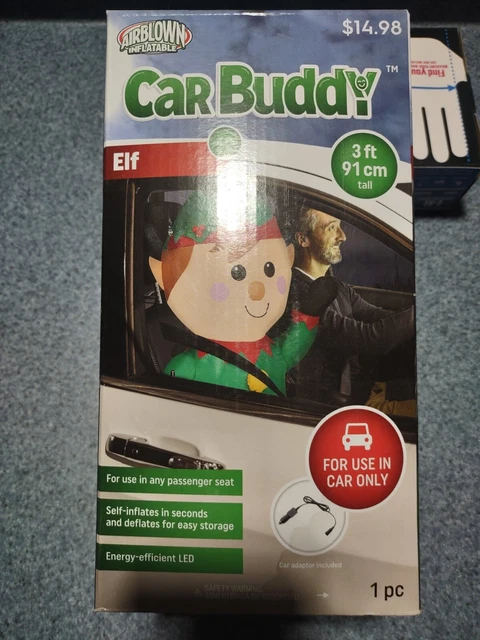 Gemmy Airblown Inflatable Elf Car Buddy 3 Ft Energy Efficient LED Christmas-NEW