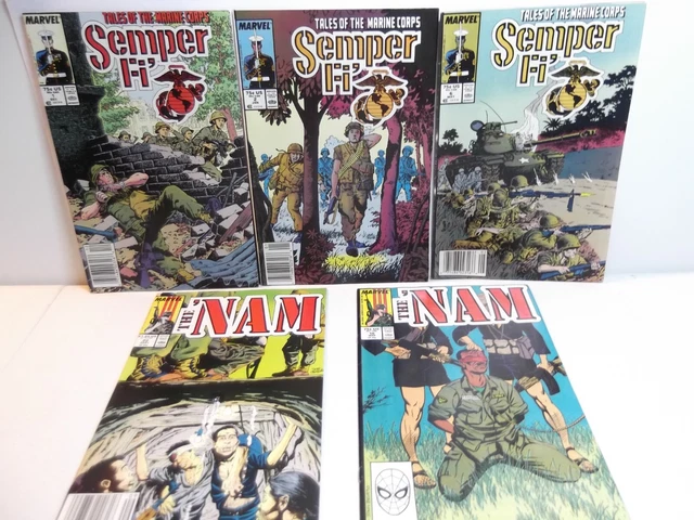 Vtg  80's The Nam (Vietnam) 16,22 Semper Fi 1 2 6 Marvel lot Newsstand