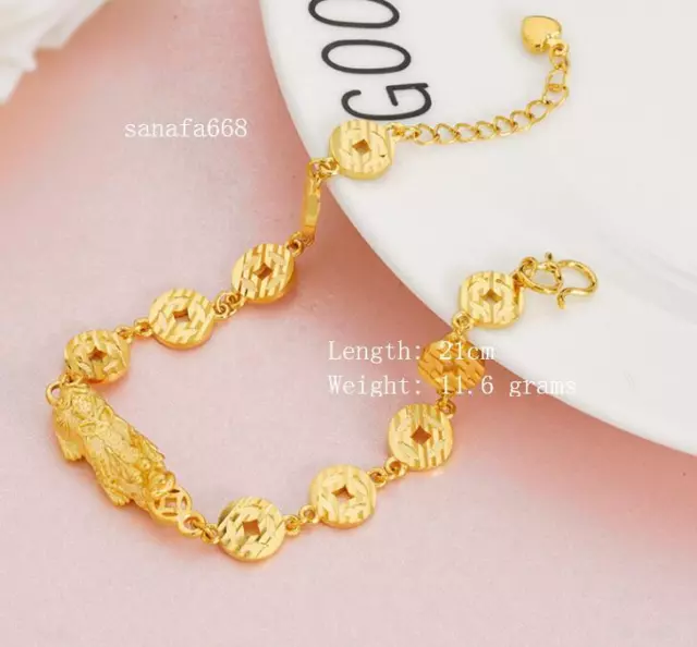Brave Troops-22K-23K-24K-Thai-Baht-Yellow-Gold-Gp-Jewelry-Bangle-Bracelet