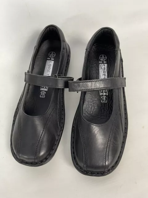 Scarpe comode Loretta fatte a mano in pelle nera Mary Jane taglia EU41 UK 8