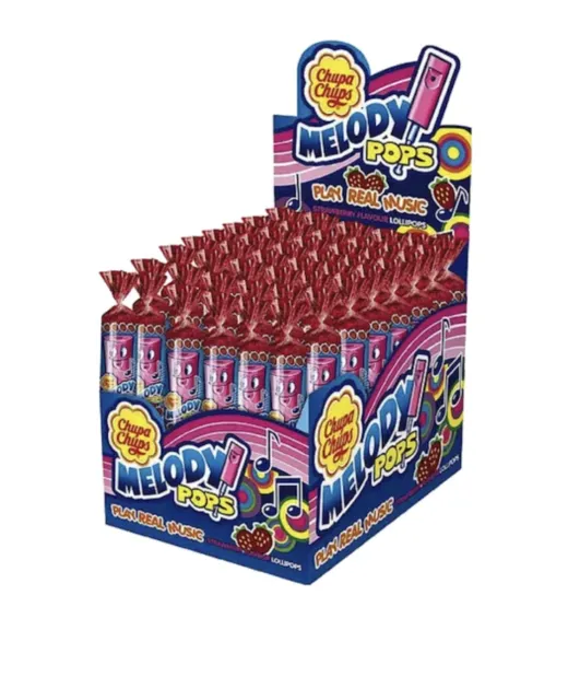 Chupa Chups Melody Pops 48 Units 15G Strawberry Flavoured Whistle Lollipops