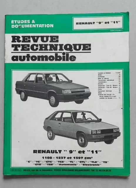 Revue technique Automobile RENAULT 9 et 11 C TC GTC TCE TL GTL TLE TS GTS TSE