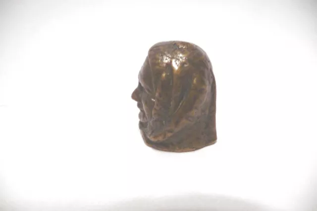 Thimble  Brass-Bronze Russian Old Lady Wearing A Babushka 2