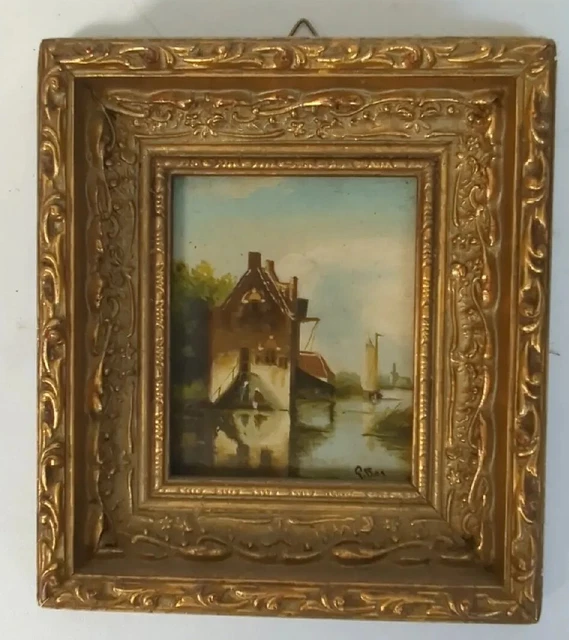 Petit Tableau Paysage Huile Sur Bois Beau Cadre
