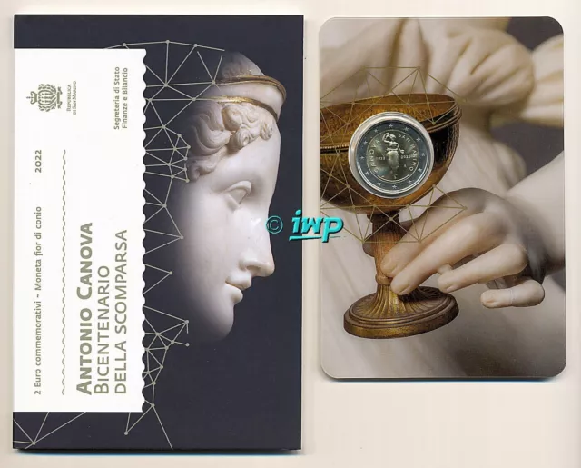 San Marino - 2 Euro Fdc In Coin Card 2022 Antonio Canova