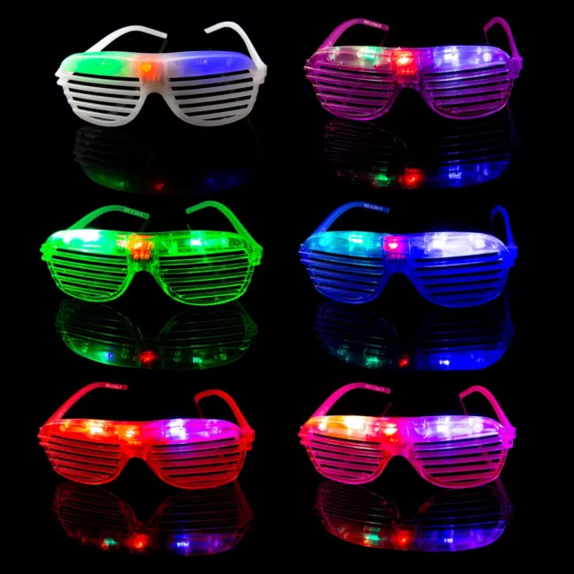 Neu blinkende LED Rollladenbrille Light Up Rave Schlitz Party Leuchtschirme Spaß UK