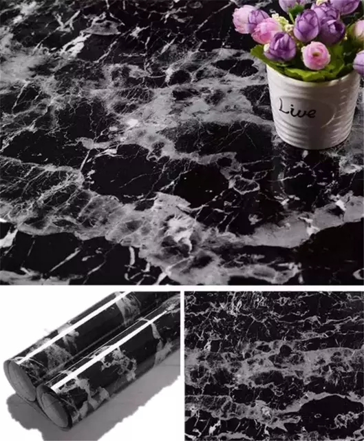 Black Marble Contact Paper Black Peel and Stick Wallpaper Self Adhesive Countert