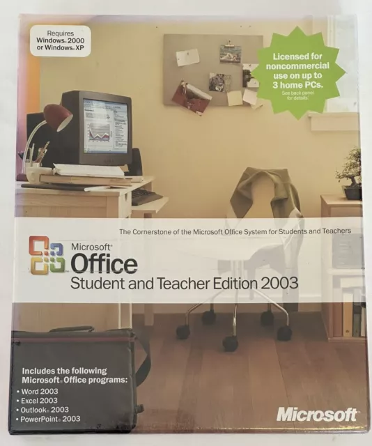 New 2003 Microsoft Office Student and Teacher Edition - Word Excel Genuine OEM