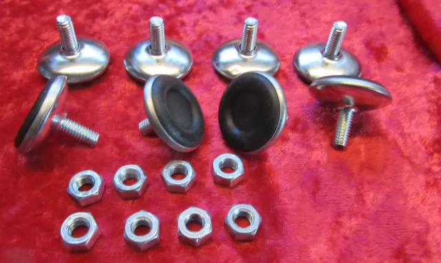 8 x Chrome Speaker Feet to Replace Spikes for Loudspeakers Size: M6 x 28mm. Diam