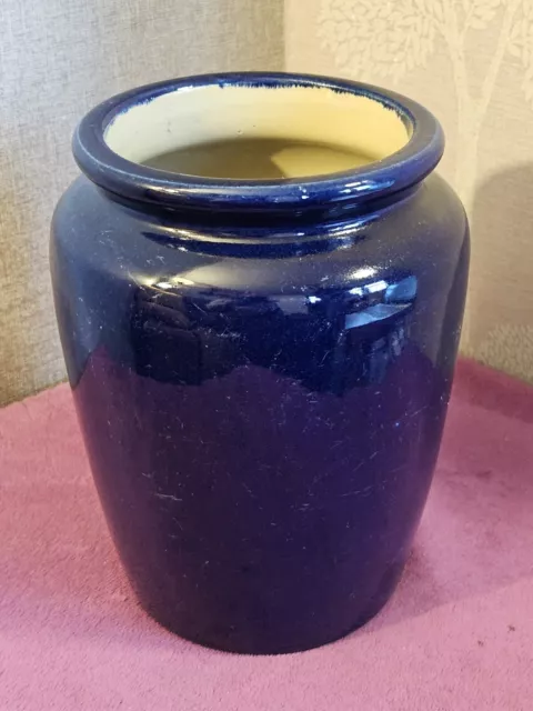 Large Dark Blue Stoneware Jar / Canister - for Storage, Utensil, Vase - 21 cm