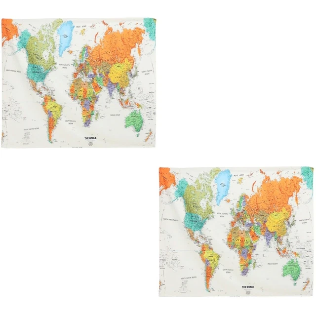 2x Widely- Creative Ornamental Lasting vintage world map tapestry for Home Decor