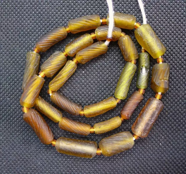 42cm Perle Verre Ancien Romain Collier Ancient Excavated Roman Glass Bead Strand
