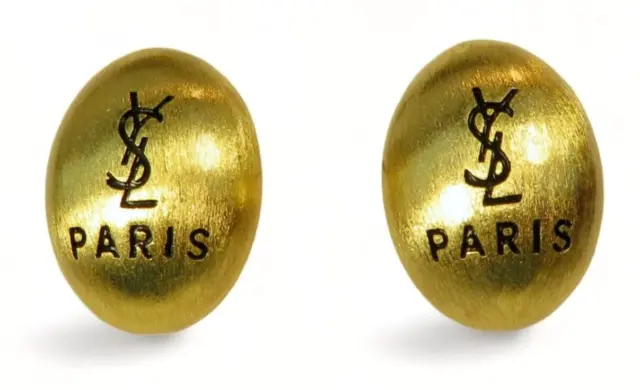Authentique Boucles d'Oreilles YSL vintage en métal doré