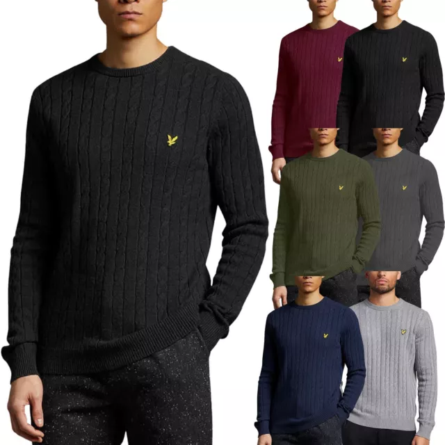 Lyle & Scott Mens Cable Knit Jumper Crew Neck Weave Knitted Pullover Sweater