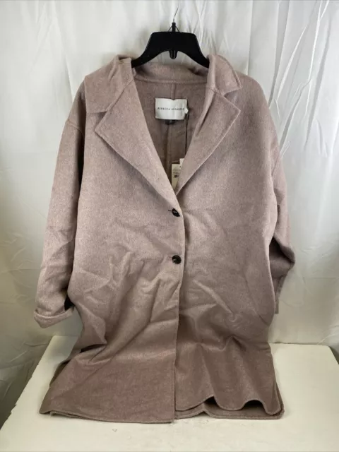 Rebecca Minkoff Women Two Button Wool Blend Coat, Lavender, XL