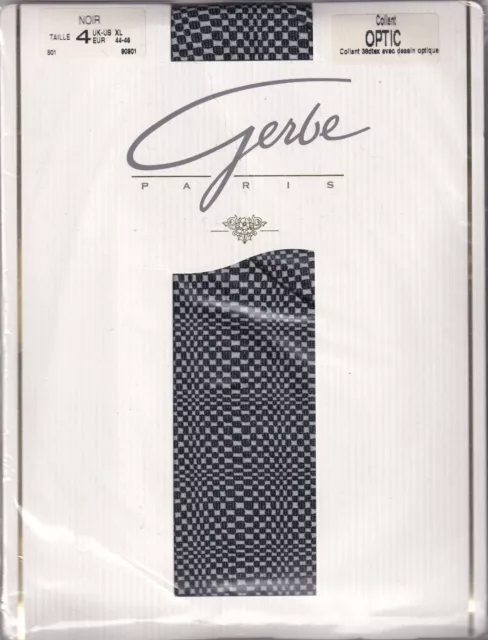 Collant GERBE OPTIC coloris Noir/Blanc. Taille 4 - 10. "Vasarely" tights.