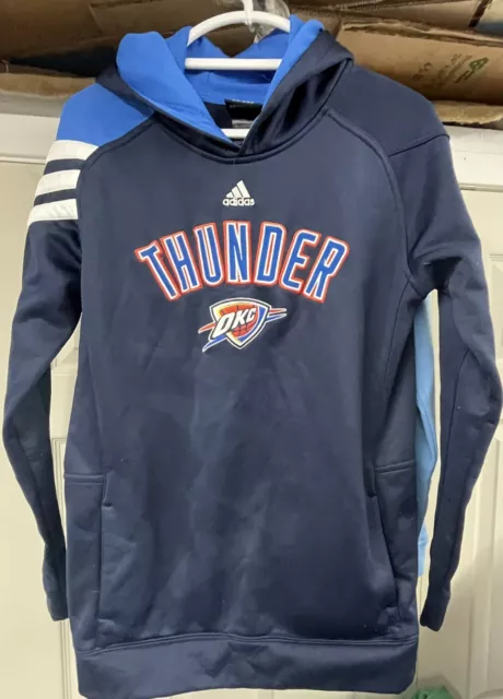 OKC Thunder Adidas Hoodie- Oklahoma City NBA Navy Blue/Lt Blue XL Extra Large